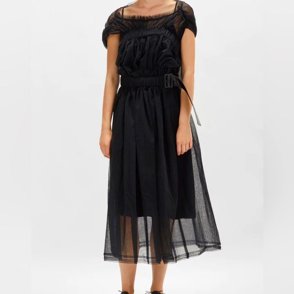 NOIR BY KEI NINOMIYA  Black sheer tulle maxi dress